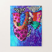 Whimsical Fish Trio farbenfroh Abstrakt nautic Puzzle (Vertikal)