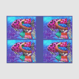 Whimsical Fish Trio Funky Decoupage Seidenpapier