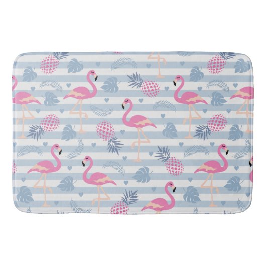 Whimsical Flamingo & Ananas Muster Badematte (Vorderseite)
