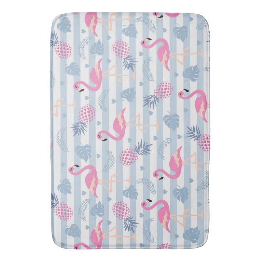 Whimsical Flamingo & Ananas Muster Badematte (Vorderseite Vertikal)