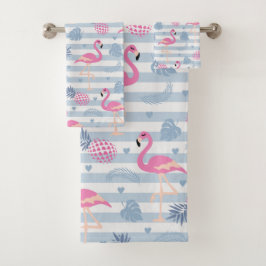 Whimsical Flamingo & Ananas Muster Badhandtuch Set