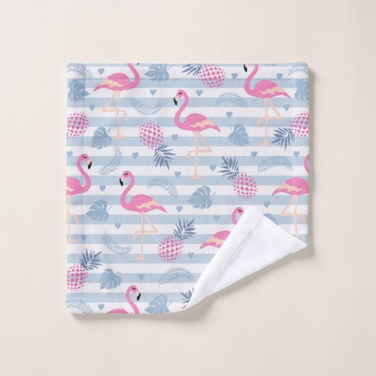 Whimsical Flamingo & Ananas Muster Badhandtuch Set (Waschlappen)