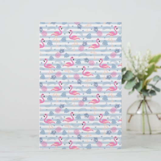 Whimsical Flamingo & Ananas Muster Briefpapier (Stehend Vorderseite)