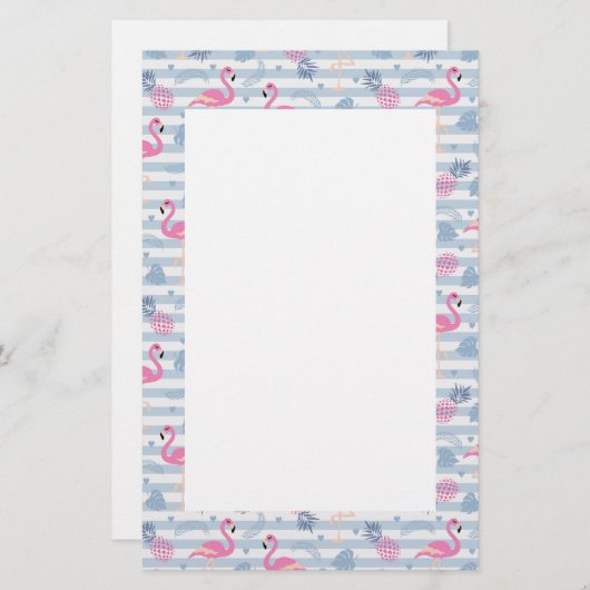 Whimsical Flamingo & Ananas Muster Briefpapier (Vorne/Hinten)
