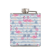 Whimsical Flamingo & Ananas Muster Flachmann (Rückseite)