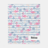 Whimsical Flamingo & Ananas Muster Fleecedecke (Vorderseite)