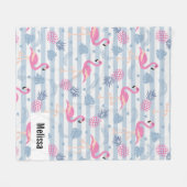 Whimsical Flamingo & Ananas Muster Fleecedecke (Vorderseite (Horizontal))