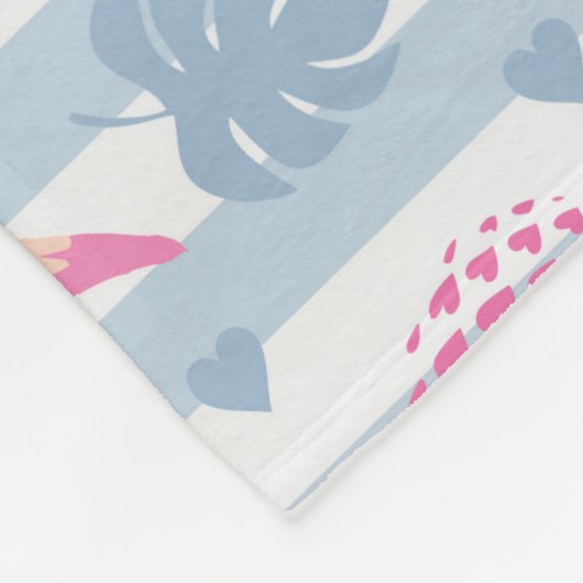 Whimsical Flamingo & Ananas Muster Fleecedecke (Ecke)