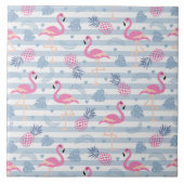 Whimsical Flamingo & Ananas Muster Fliese (Vorderseite)