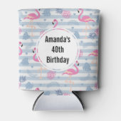 Whimsical Flamingo & Ananas Muster Geburtstag Dosenkühler (Vorderseite)