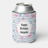 Whimsical Flamingo & Ananas Muster Geburtstag Dosenkühler (Kanne Rückseite)