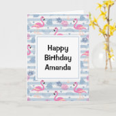 Whimsical Flamingo & Ananas Muster Geburtstag Karte (Gelbe Blume)