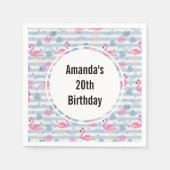 Whimsical Flamingo & Ananas Muster Geburtstag Serviette (Vorderseite)