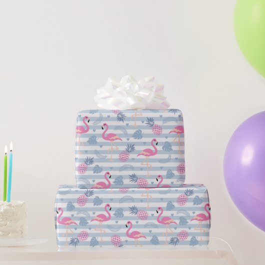 Whimsical Flamingo & Ananas Muster Geschenkpapier (Partygeschenke)