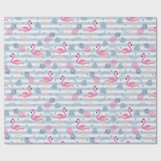 Whimsical Flamingo & Ananas Muster Geschenkpapier (Flach)