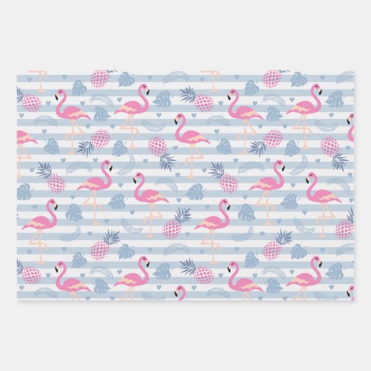 Whimsical Flamingo & Ananas Muster Geschenkpapier Set (Vorderseite 2)
