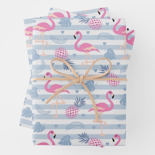Whimsical Flamingo & Ananas Muster Geschenkpapier Set (Beispiel)