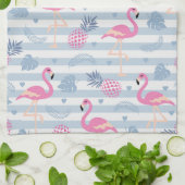 Whimsical Flamingo & Ananas Muster Geschirrtuch (Gefaltet)