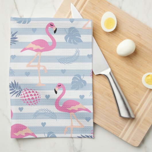 Whimsical Flamingo & Ananas Muster Geschirrtuch (Viertel Falte)