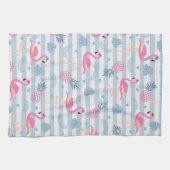 Whimsical Flamingo & Ananas Muster Geschirrtuch (Horizontal)