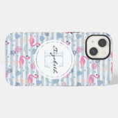 Whimsical Flamingo & Ananas Muster iPhone Hülle (Rückseite (Horizontal))
