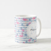 Whimsical Flamingo & Ananas Muster Kaffeetasse (VorderseiteRechts)