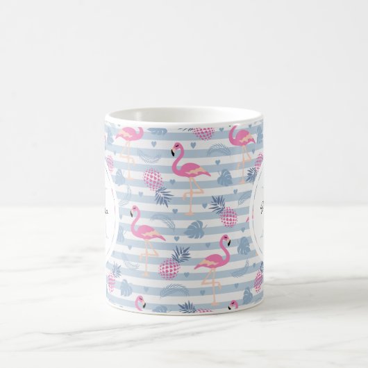 Whimsical Flamingo & Ananas Muster Kaffeetasse (Mittel)