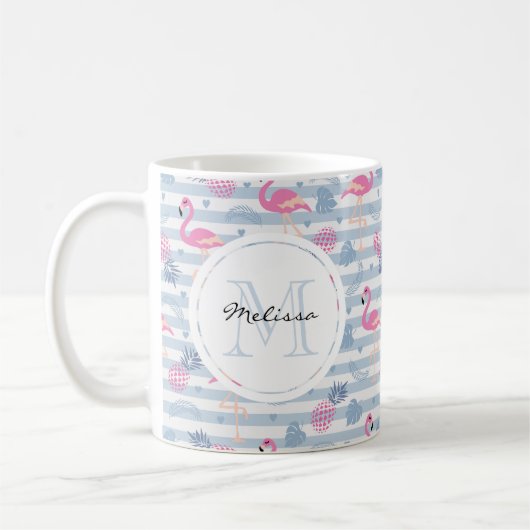 Whimsical Flamingo & Ananas Muster Kaffeetasse (Links)