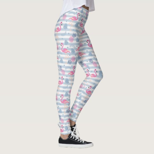 Whimsical Flamingo & Ananas Muster Leggings (Rechts)