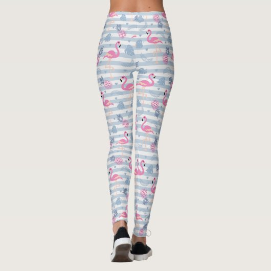 Whimsical Flamingo & Ananas Muster Leggings (Rückseite)