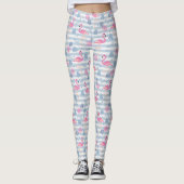 Whimsical Flamingo & Ananas Muster Leggings (Vorderseite)