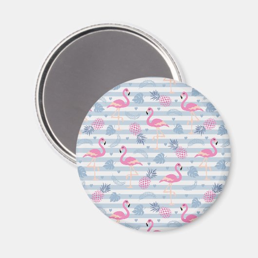 Whimsical Flamingo & Ananas Muster Magnet (Vorderseite/Rückseite)