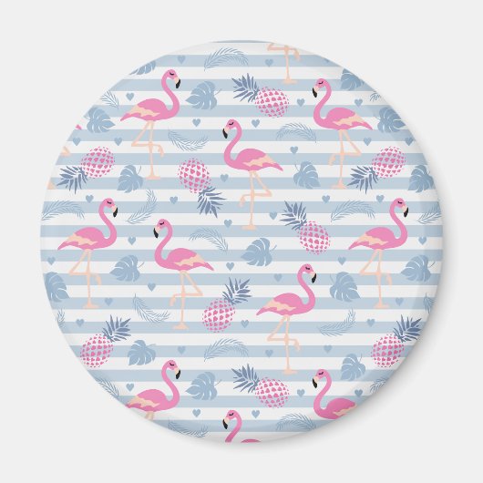 Whimsical Flamingo & Ananas Muster Magnet (Vorne)