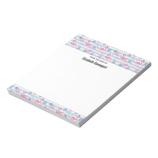 Whimsical Flamingo & Ananas Muster Notizblock (Rotiert)