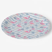 Whimsical Flamingo & Ananas Muster Pappteller (Schrägansicht)