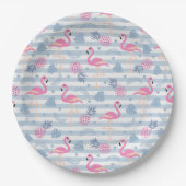 Whimsical Flamingo & Ananas Muster Pappteller (Vorderseite)