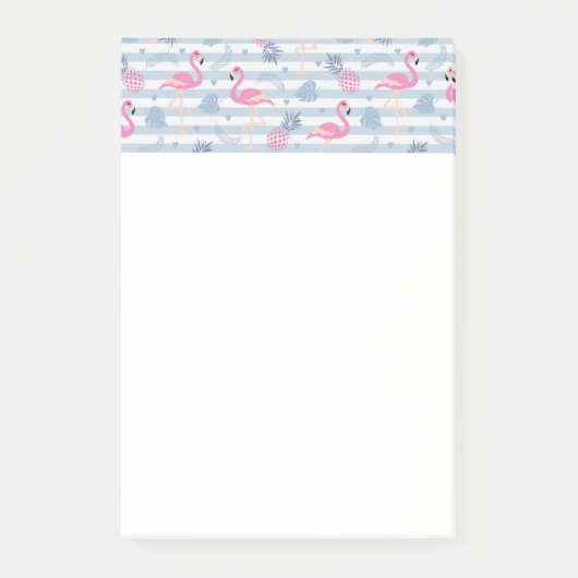 Whimsical Flamingo & Ananas Muster Post-it Klebezettel (Vorderseite)