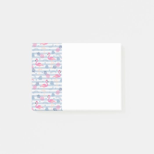 Whimsical Flamingo & Ananas Muster Post-it Klebezettel (Vorderseite)