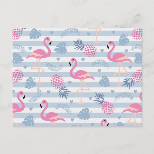 Whimsical Flamingo & Ananas Muster Postkarte (Vorderseite)