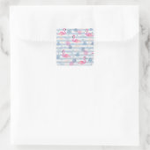 Whimsical Flamingo & Ananas Muster Quadratischer Aufkleber (Tasche)