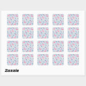 Whimsical Flamingo & Ananas Muster Quadratischer Aufkleber (Blatt)