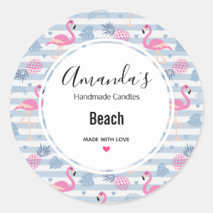 Whimsical Flamingo & Ananas Muster Runder Aufkleber