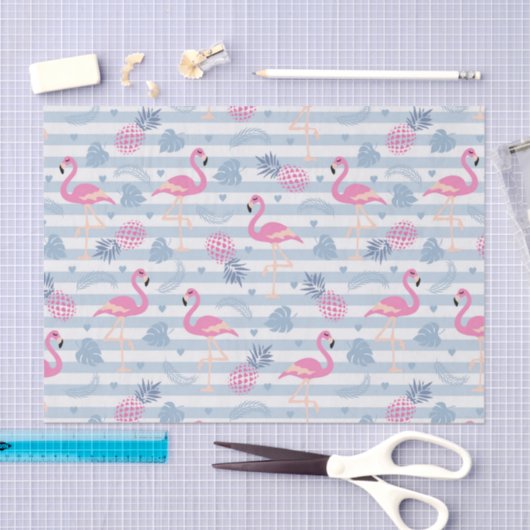 Whimsical Flamingo & Ananas Muster Seidenpapier (Handwerk)