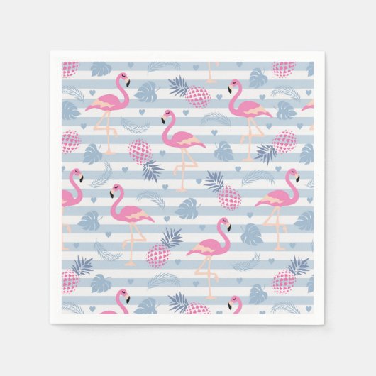 Whimsical Flamingo & Ananas Muster Serviette (Vorderseite)