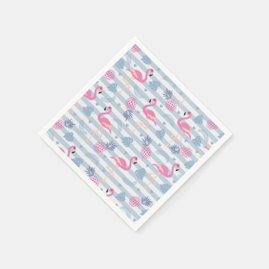 Whimsical Flamingo & Ananas Muster Serviette (Ecke)