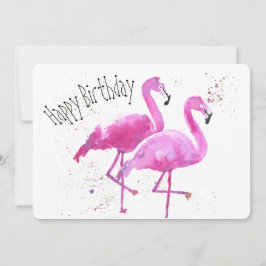 Whimsical, Flamingo Flat Birthday Card Feiertagskarte