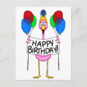 Whimsical Flamingo Happy Birthday Balloons Postkarte (Vorderseite)