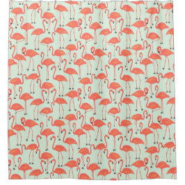 Whimsical Flamingo | Korallen im tropischen Badezi Duschvorhang