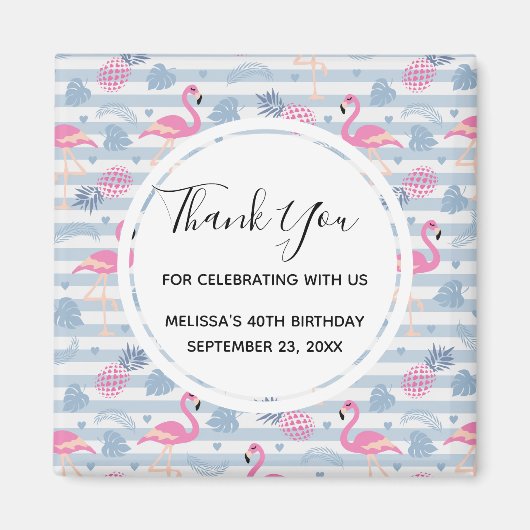 Whimsical Flamingo & Pineappmuster Gefallen Magnet (Vorne)