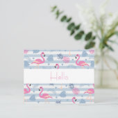 Whimsical Flamingo & Pineappmuster Hallo Postkarte (Stehend Vorderseite)